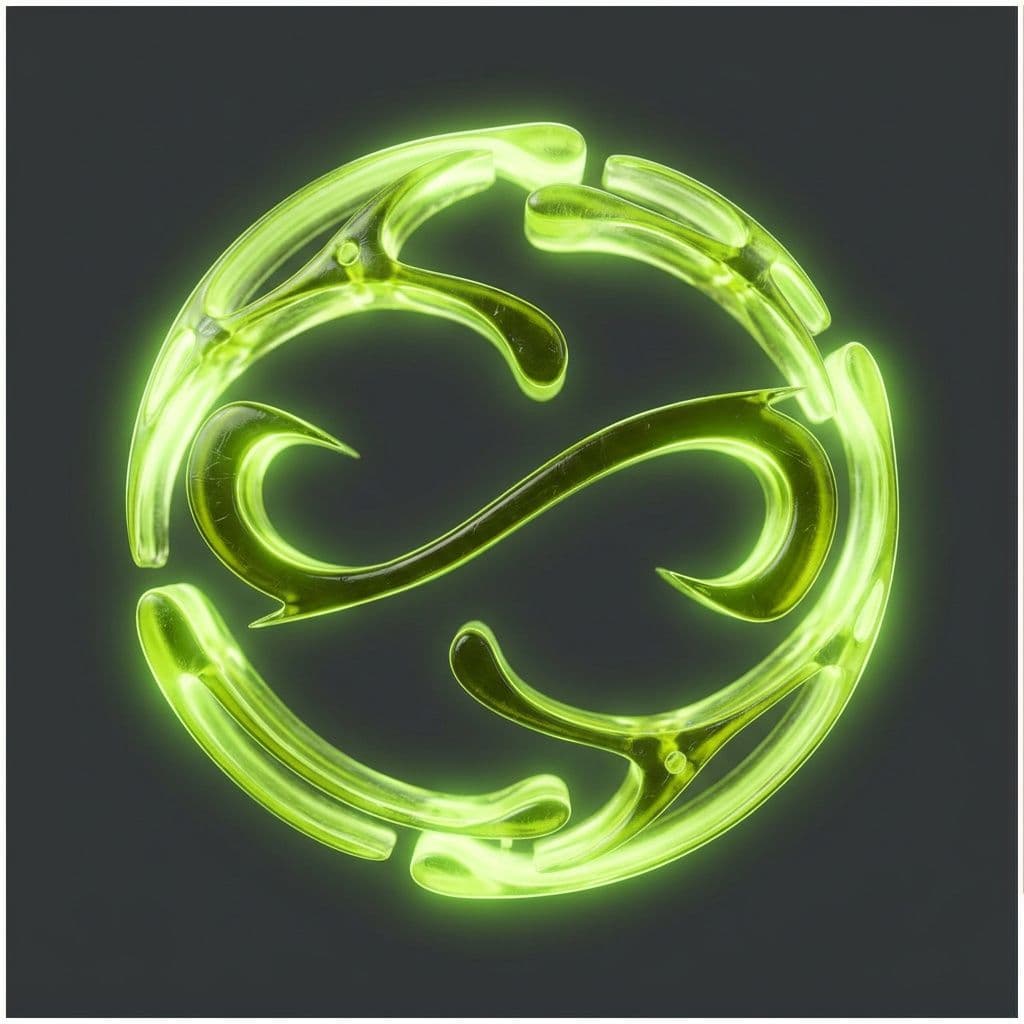 AI generated: Translucent neon-orange polymer material with radioactive toxic aesthetic, glassy jelly-like plastic...