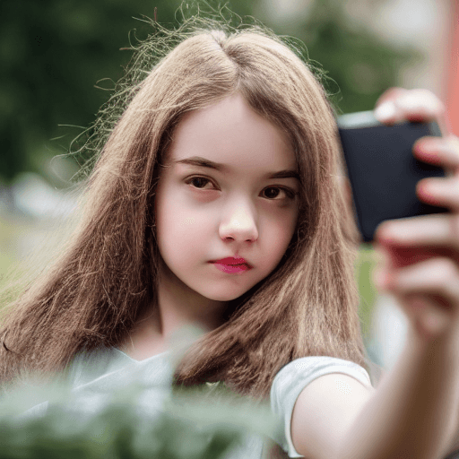 AI generated: young girl selfie, ultra realistic, 8k, very detailed, shoot with Sony Alpha a7R IV, FE 70-200mm f/2...