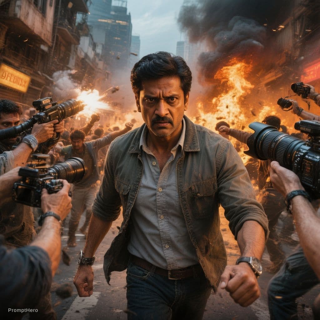AI generated: The scene opens with a wide shot using a wide-angle lens, highlighting a bustling city street in the...
