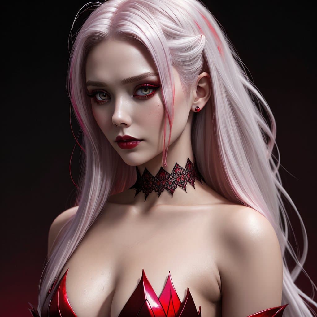AI generated: gloomy tones, enger face, elizabeth olsen close up full body portrait as evil demon emerging from in...