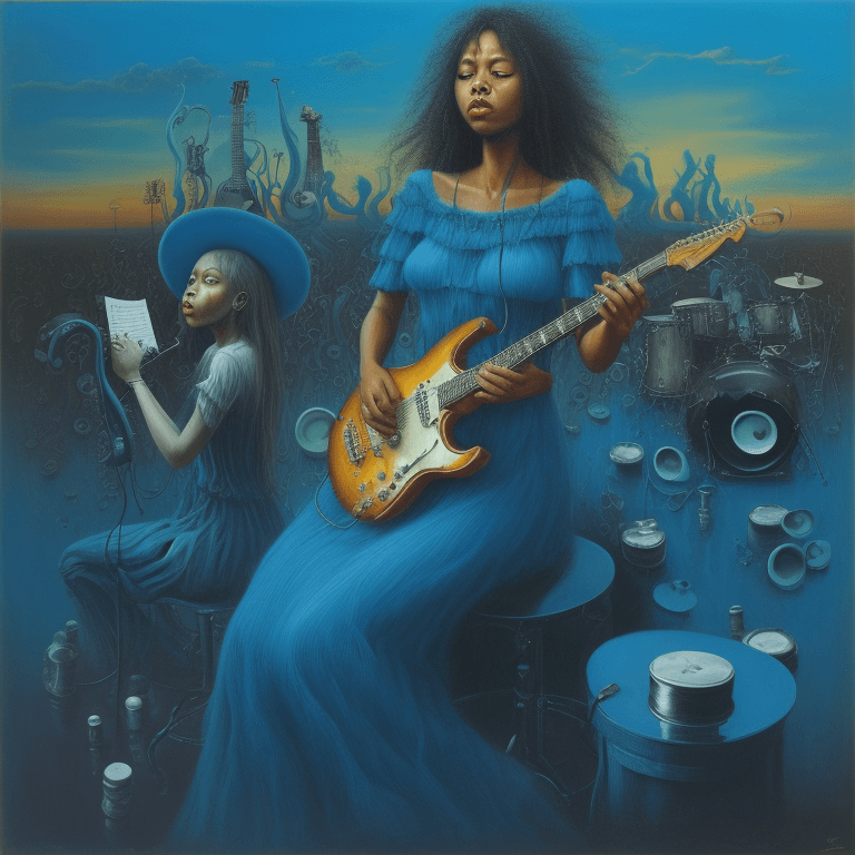 AI generated: surreal art oil picture Blues music
