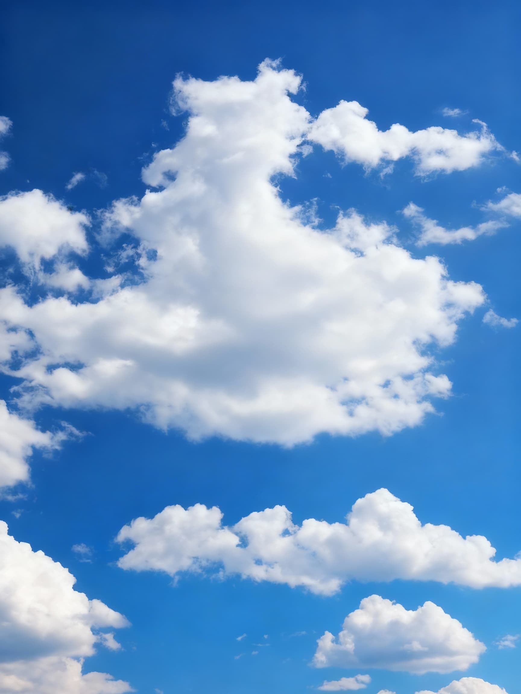 AI generated: High-resolution background of a clear blue sky with soft, fluffy white clouds scattered naturally. B...