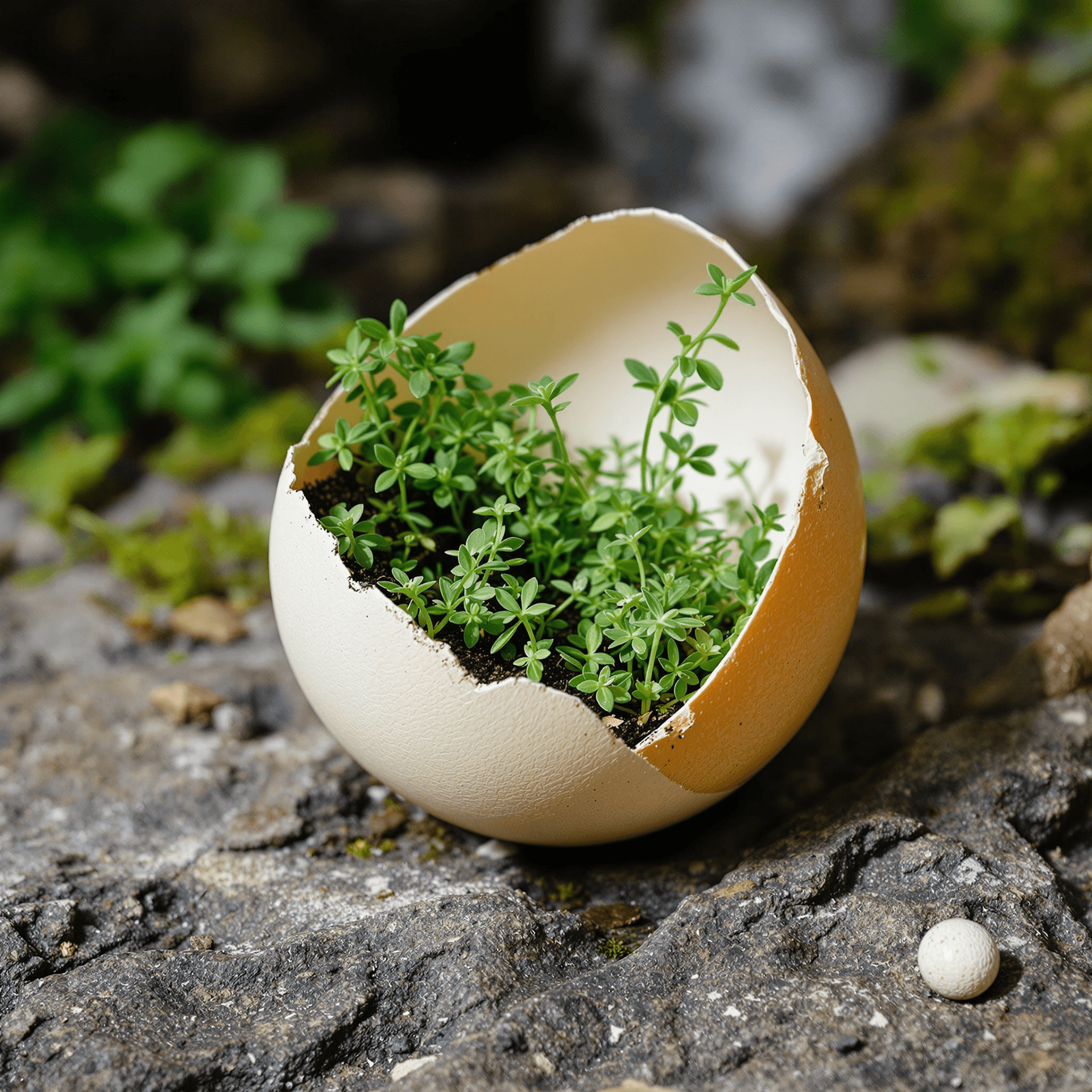 AI generated: show greenery growing where it normally wouldn’t. Think small, strange, or tucked away. like in a eg...