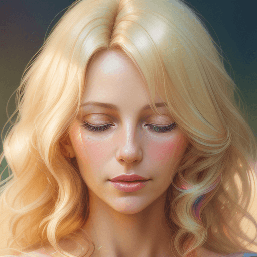 AI generated: beautiful blonde, 40 years of age, Portrait gouache illustration of a sensual blonde ((italian) ) wo...