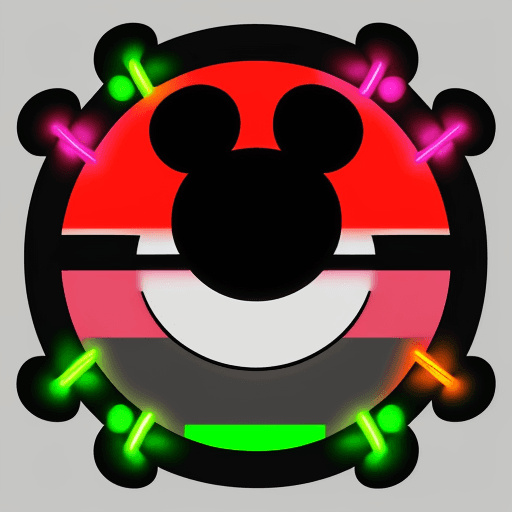 AI generated: Minimalist medium quality vector art (neon line logo) depicting a tessellated geometric mickey mouse...