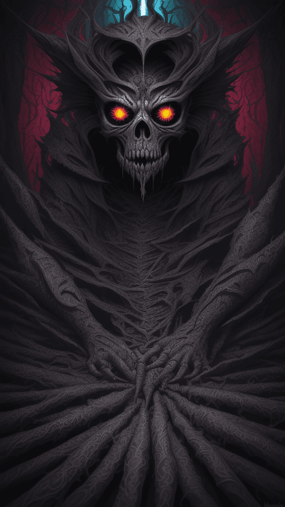AI generated: macabrepaper, sin, Envy,  nightmare, digital blasphemycore, smooth extreme detail, with eerie metall...