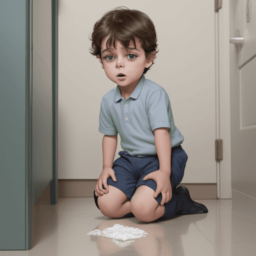 AI generated:  Five year old boy being held while his daddy pees in the five year olds nappy 