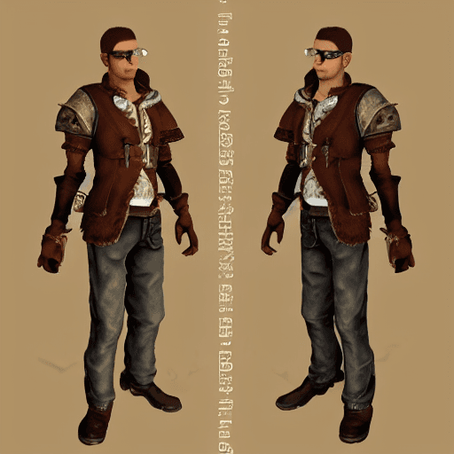 AI generated: Full body portrait of game character, skinny with glasses eternal men god with detailed brown eyes, ...
