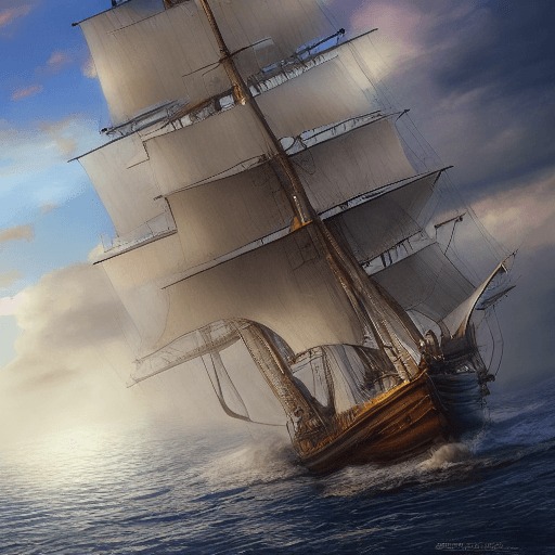 AI generated: Photo of a ultra realistic sailing ship, dramatic light, pale sunrise, cinematic lighting, battered,...