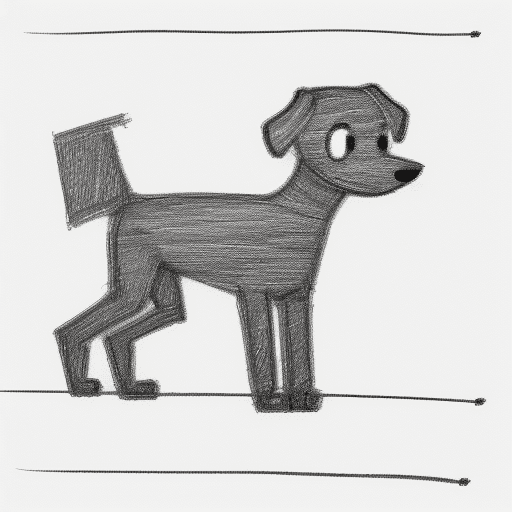 AI generated: A drawing of a dog in one-line drawing, figure outline only, single line, simple, in the style of on...