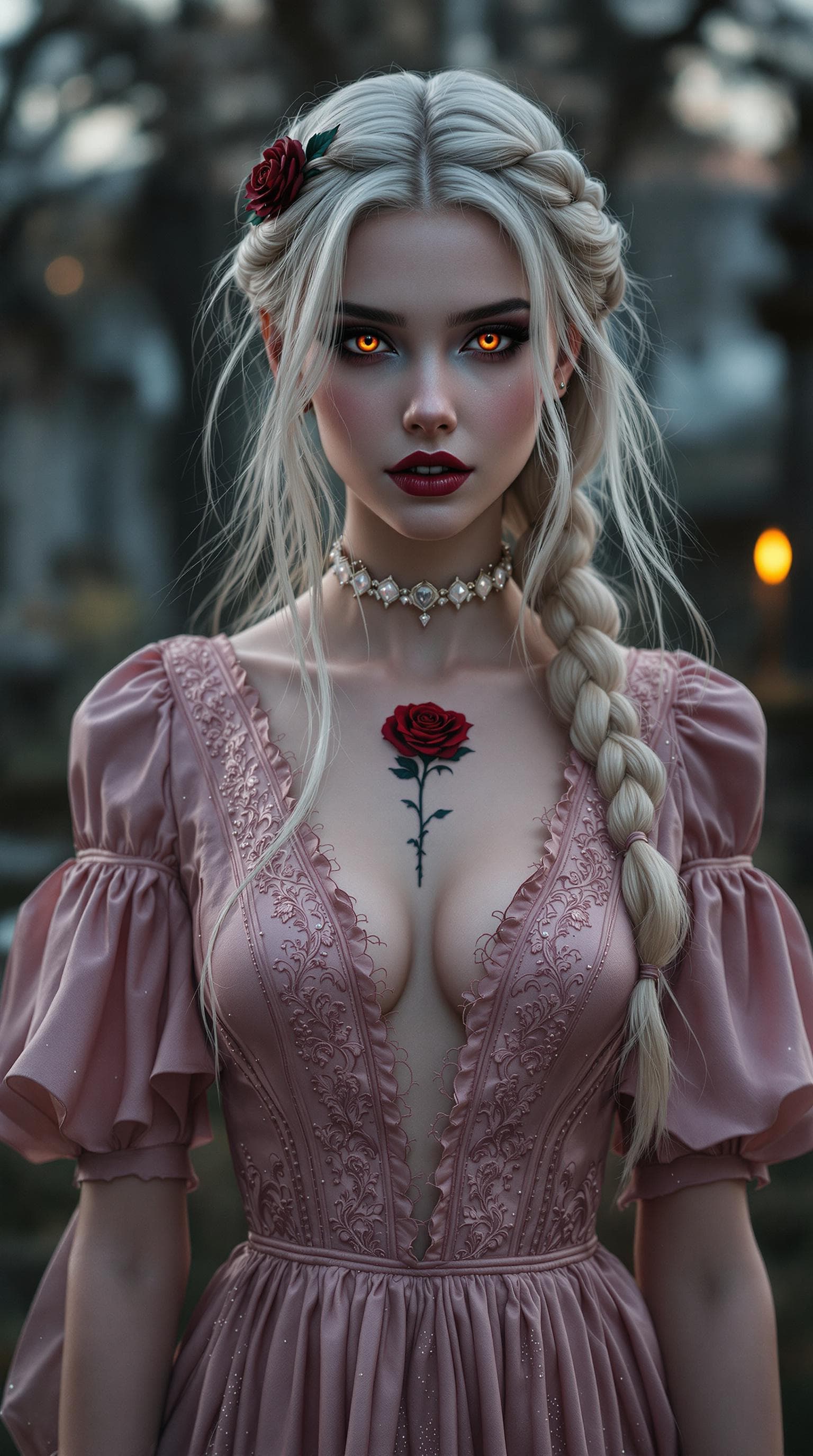 AI generated: a professional photo of a exceptionally of the most beautiful Russian vampire girl in the world, (ag...