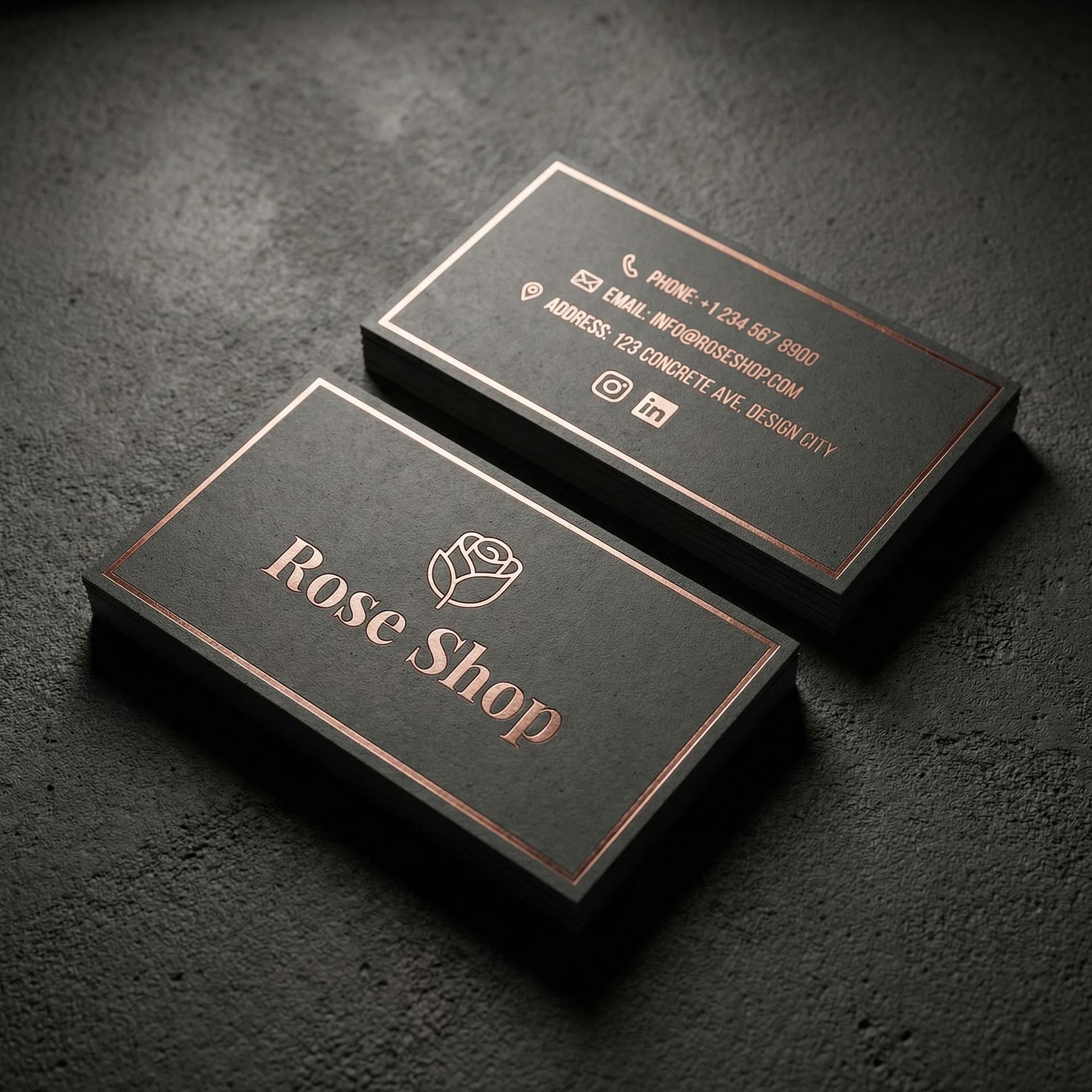 AI generated: Prompt (Luxury Business Card – Rose Shop)

A luxury business card design for a modern concrete shop ...