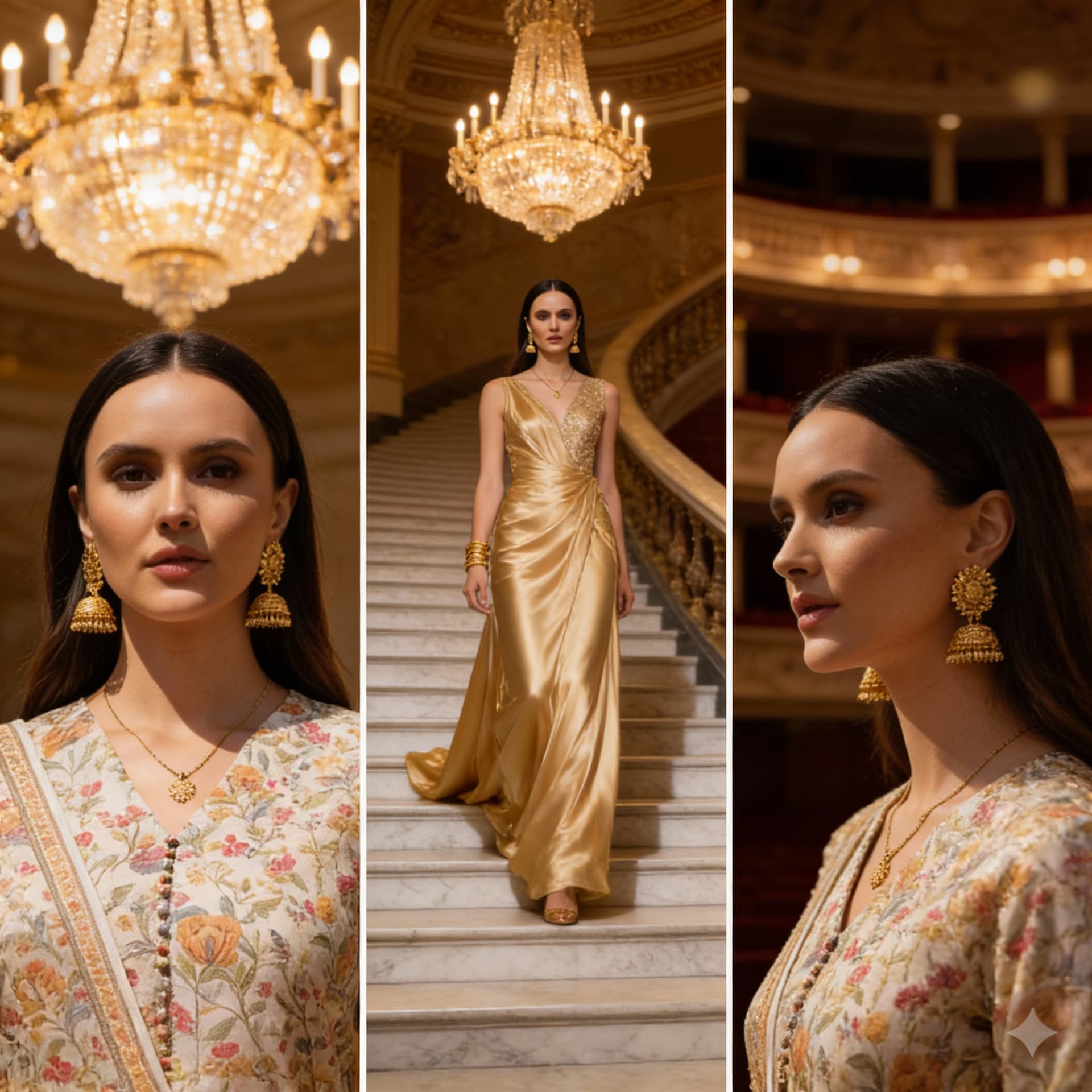AI generated: Use the uploaded image as the face reference, keeping the facial features Same. 
Three-frame vertica...