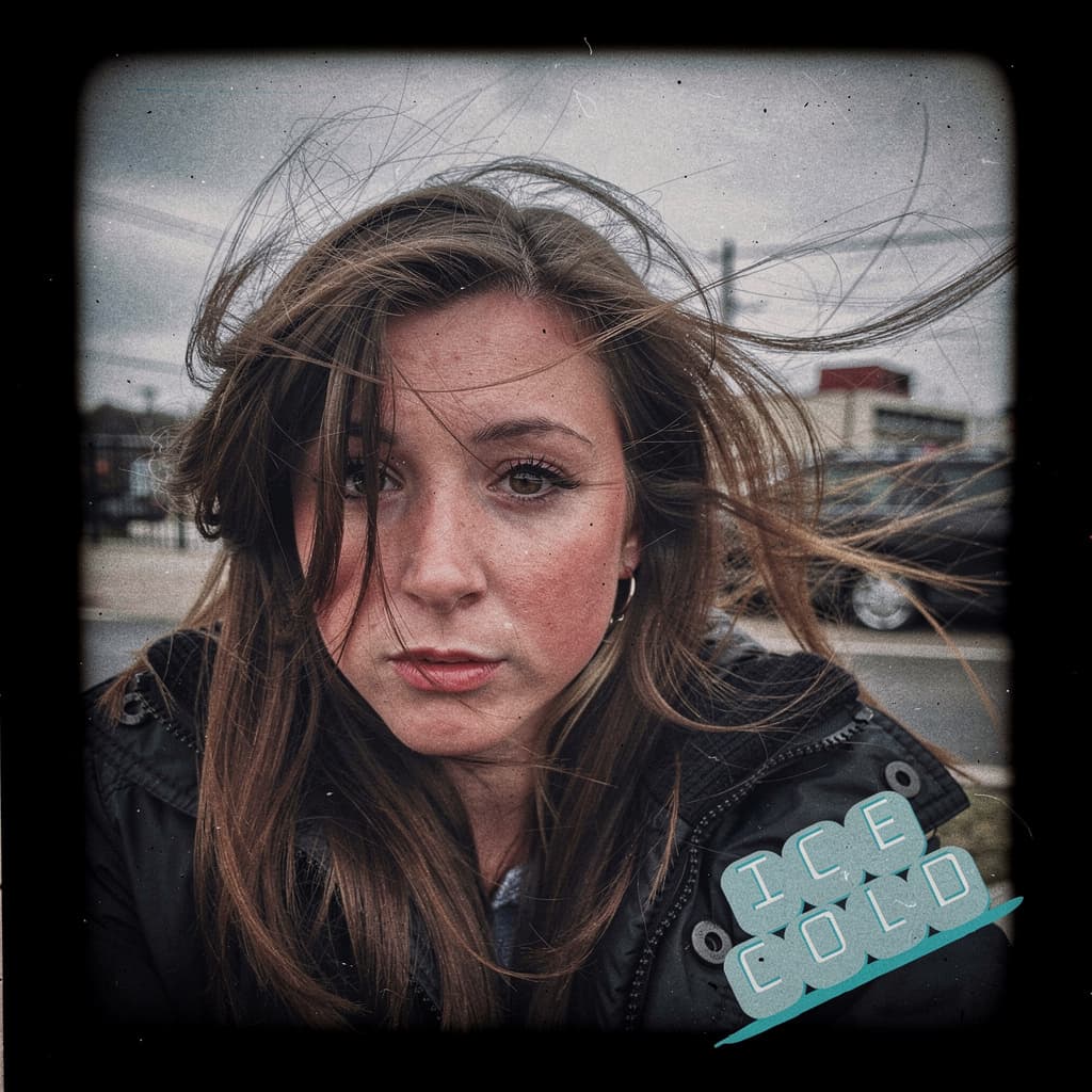 AI generated: a woman with long wild hair on a windy day, in the style of toy camera effects, haunting elegance, f...