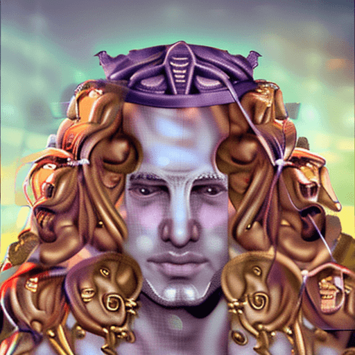 AI generated: ((Close-up portrait)), (RAW Photo), Stunning portrait of the king of the Cosmos, with suntan skin, s...