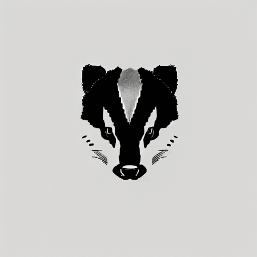 AI generated: Minimalistic linear tattoo design of a badger's head, focusing only on the face without any addition...