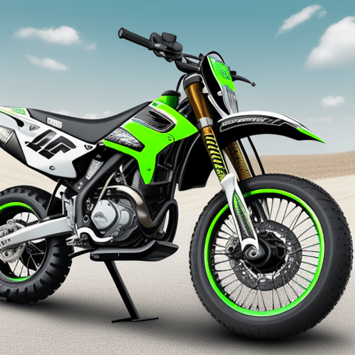 AI generated: Moto sport Racing color White and black with tires Green 