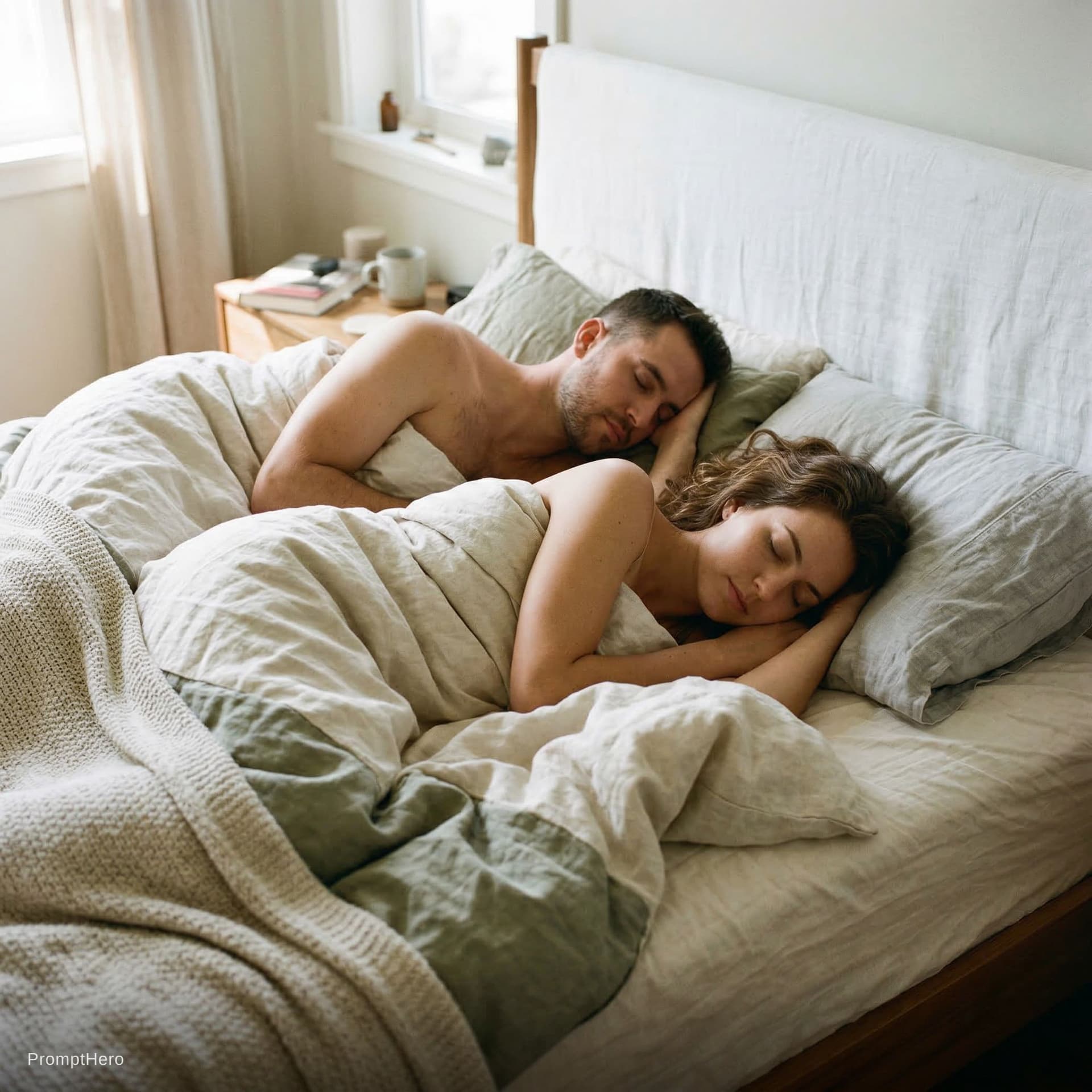 AI generated: Couple full Naket body show in bed 