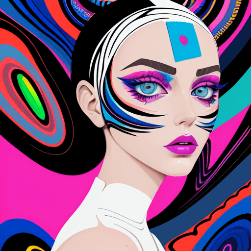 AI generated: gouache illustration,   DMT style fashion photoshoot with beautiful model. Eyes open, abstract piece...
