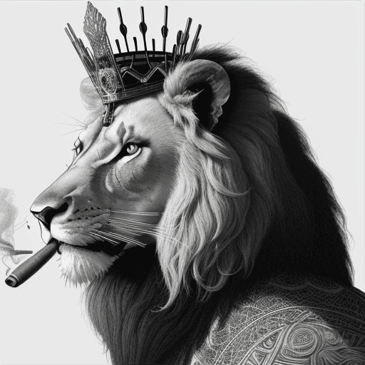 AI generated: stunning portrait of a lion, elegant, black and white colors, minimalism, delicate ink lines, intric...