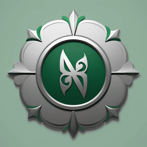AI generated: i want a logo named abnokala , with silver and green color , by combining home design icons ,combina...