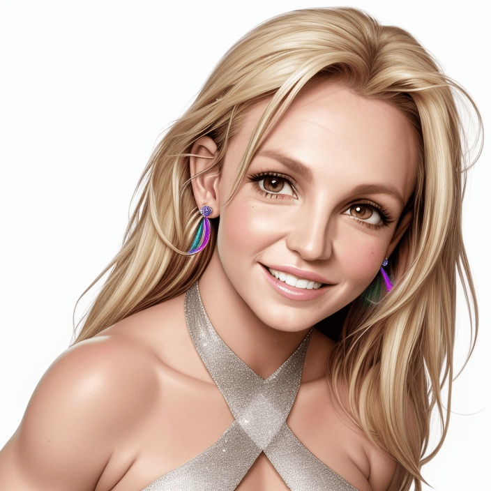 AI generated: Britney Spears, realistic, 4k, 45 years old, headshot, body facing camera, chest straight forward, l...