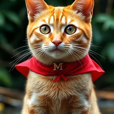 AI generated video: Cat staring at one point with his eyes wide open, zoom in cat's face 