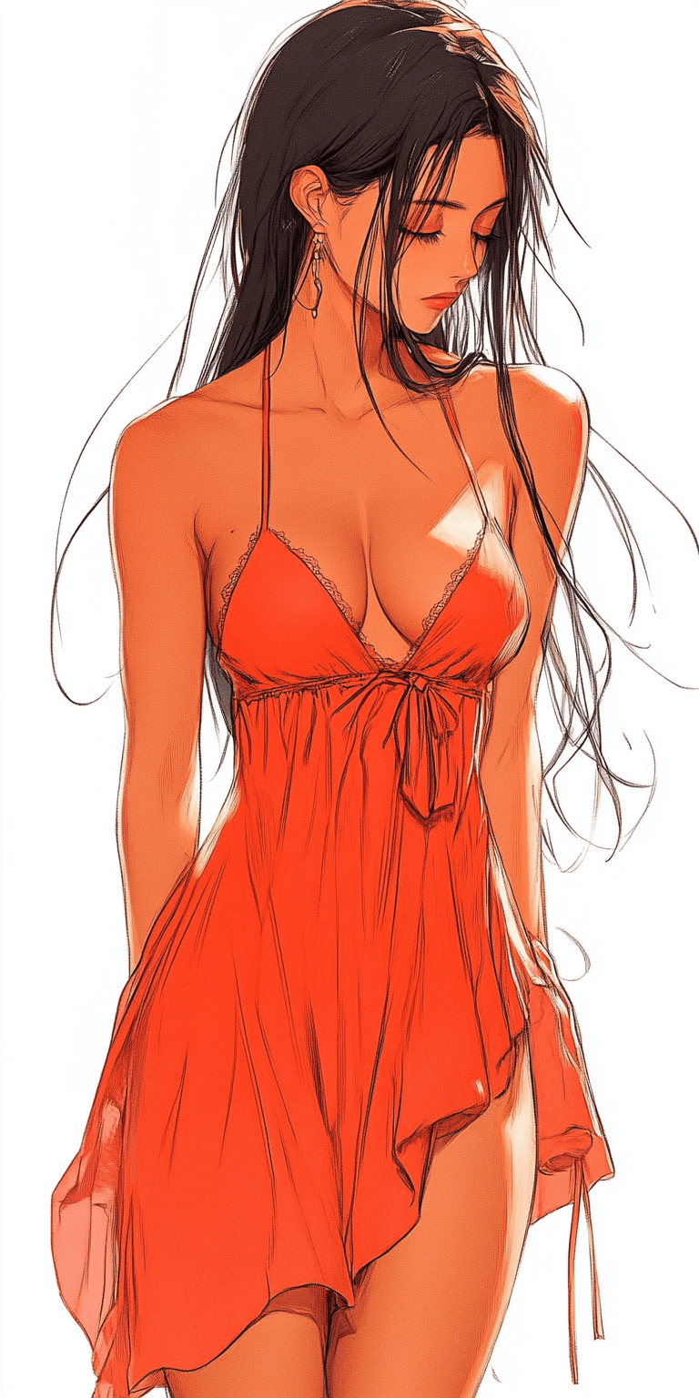 AI generated: color portrait of a woman wearing a sundress in the style of detailed comic book art, 32k uhd, anima...