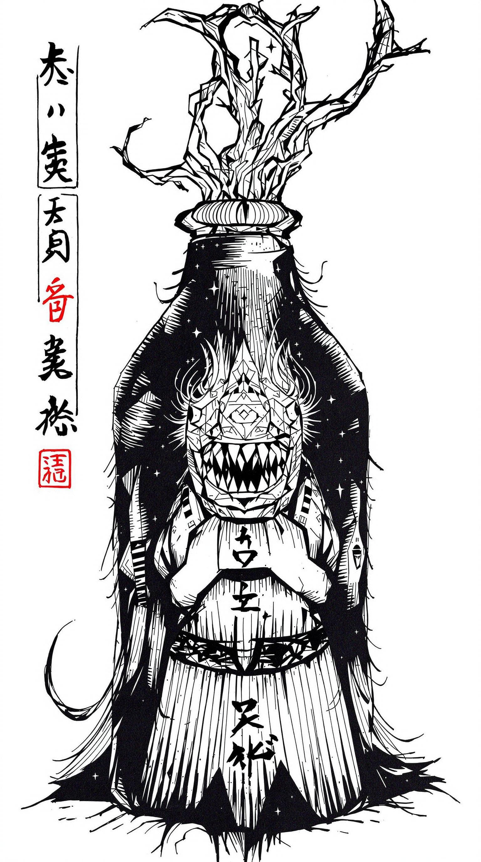 AI generated: Omamori，draw，Ink style