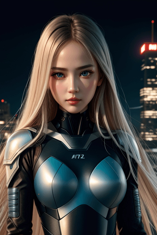 AI generated: Girl cyber-angel. Beautiful face. Slender body. Realistic face. Beautiful eyes. Detailed face. Detai...