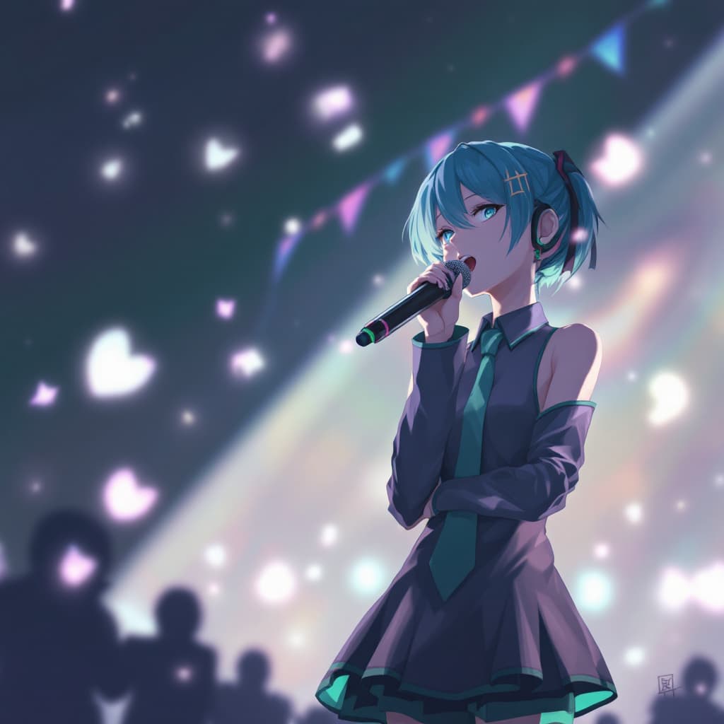AI generated: anime miku sing 
