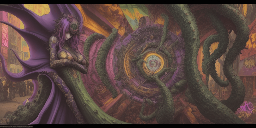 AI generated: (Text:"UNCUT"text)++++++, Comic Book Vibrancy, Forced Perspectives, Street art, (Pre-Raphaelite Beau...