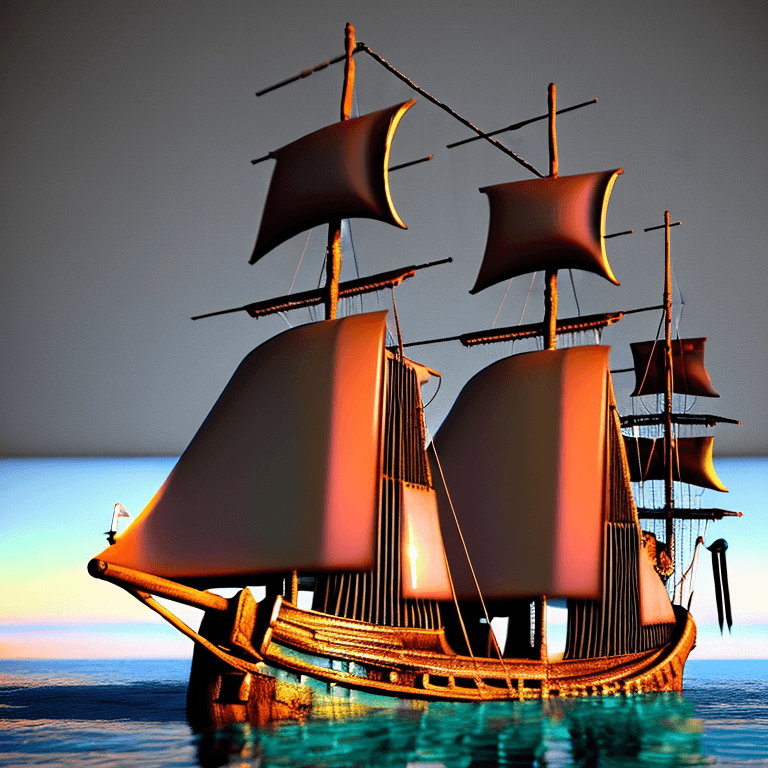 AI generated: Photo of a ultra realistic Neon Lit Steampunk sailing ship, dramatic light, pale sunrise, cinematic ...