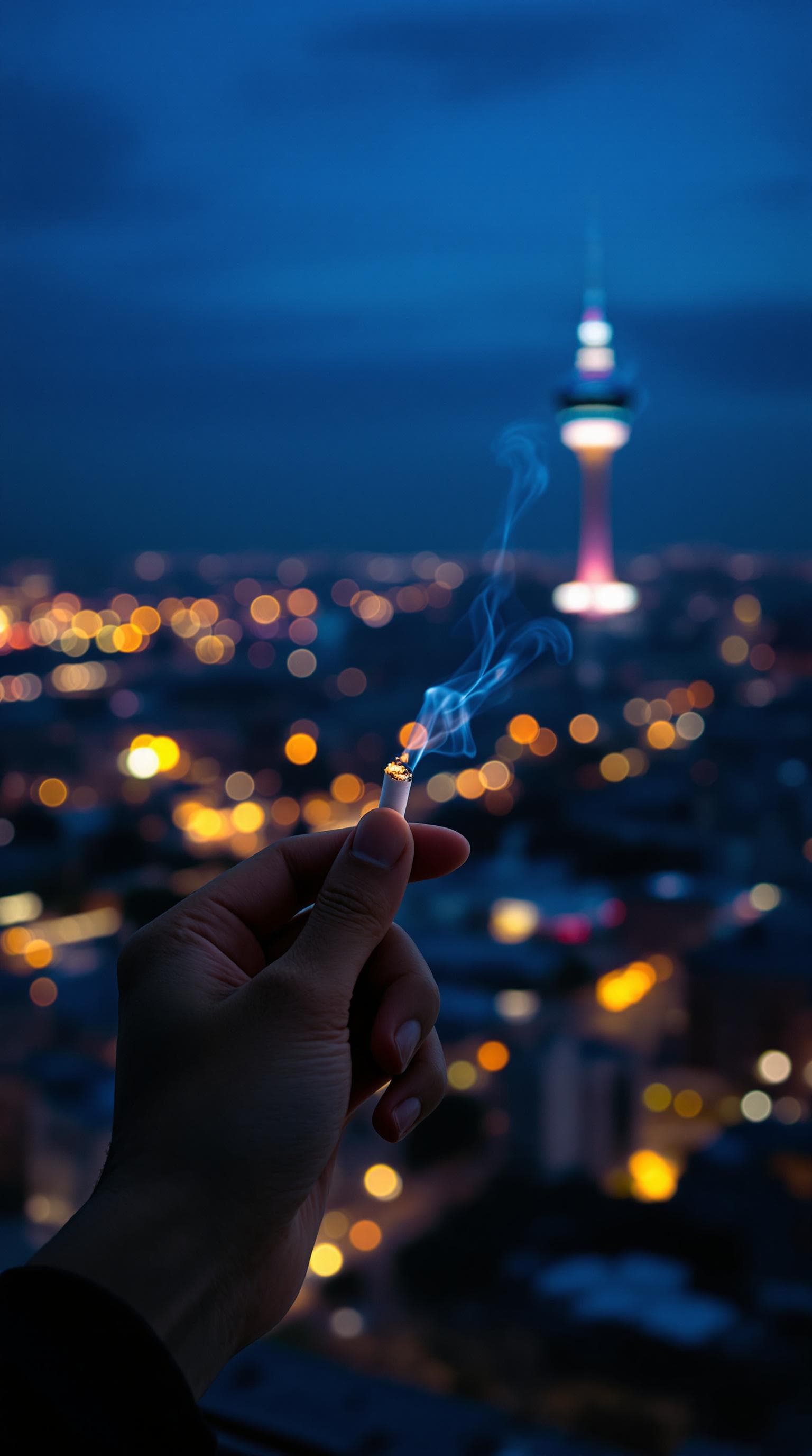 AI generated: pov first-person, i am standing by the open window, smoking a cigarette professionally . only my han...
