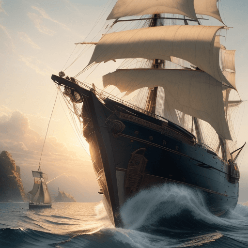 AI generated: Photo of a ultra realistic sailing ship, dramatic light, pale sunrise, cinematic lighting, battered,...