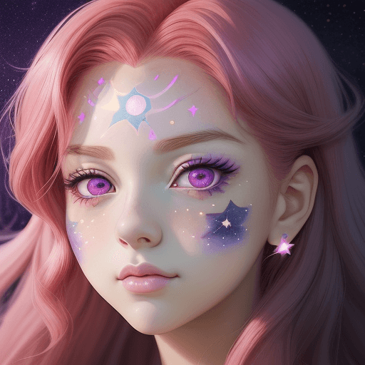 AI generated: a woman with stars on her face, anime vibes, stars in her gazing eyes, loish art style, stars in her...