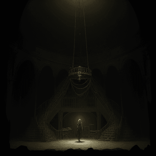 AI generated: after the show empty old circus dungeon synth big space light somewhere masterpiece atmospheric two ...
