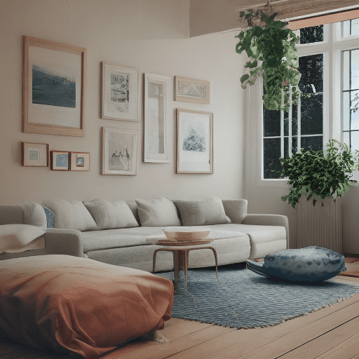 AI generated: High resolution photography interior design, dreamy sunken living room conversation pit, wooden floo...