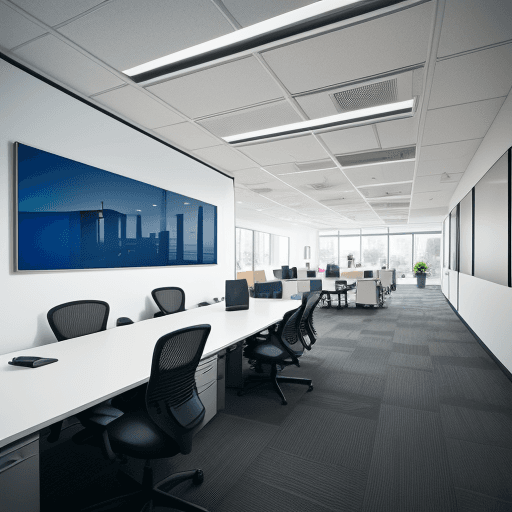 AI generated: Hyper-realistic photography of office interior design inside a large company of oil and gas and inve...