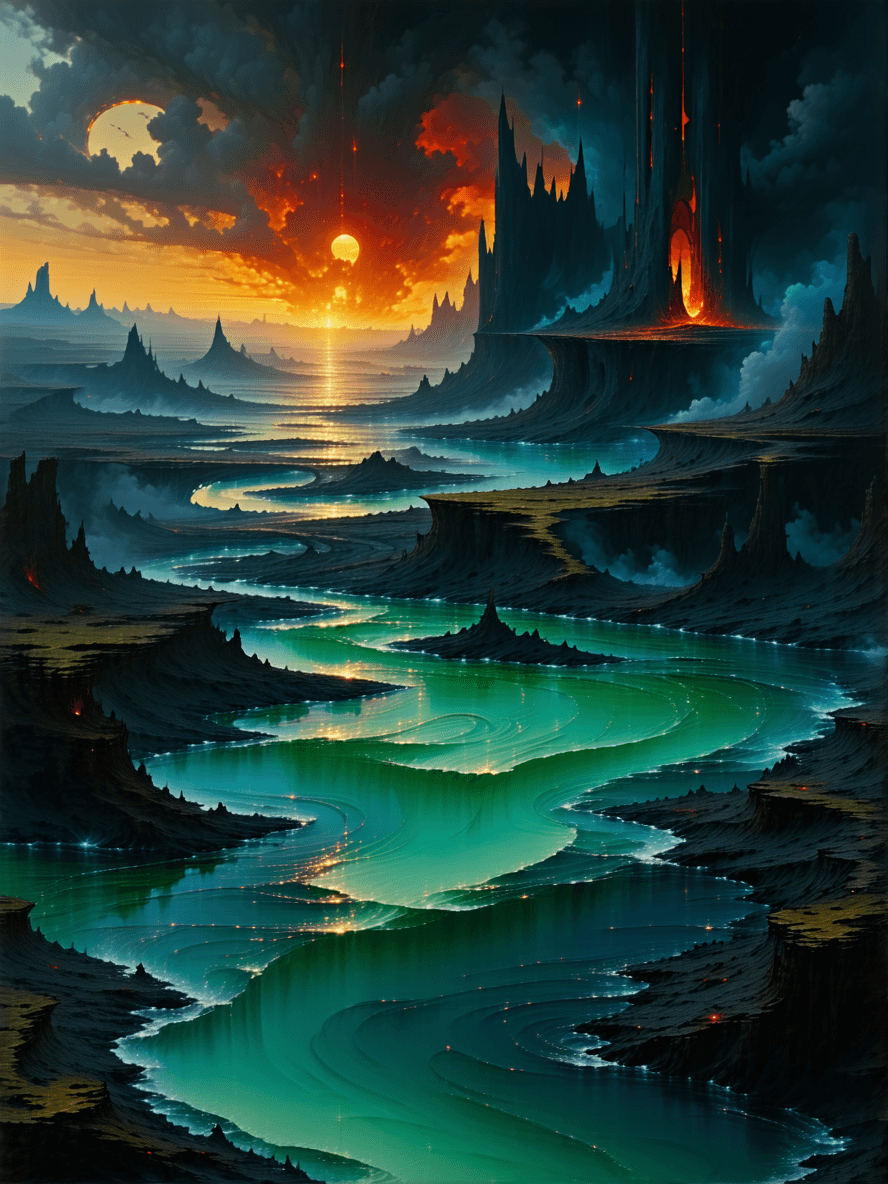 AI generated: Create an emotional dramatic dystopian image featuring a scene from the poem Usheen. That in immorta...