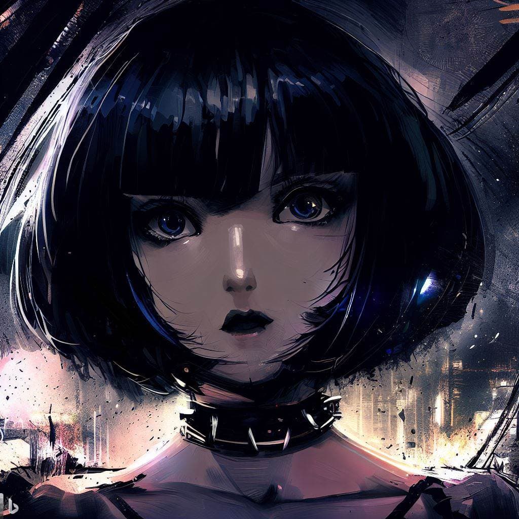 AI generated: masterpiece, best quality, highres, black hair, bob cut hair, bright eyes, 1girl, domina, looking at...