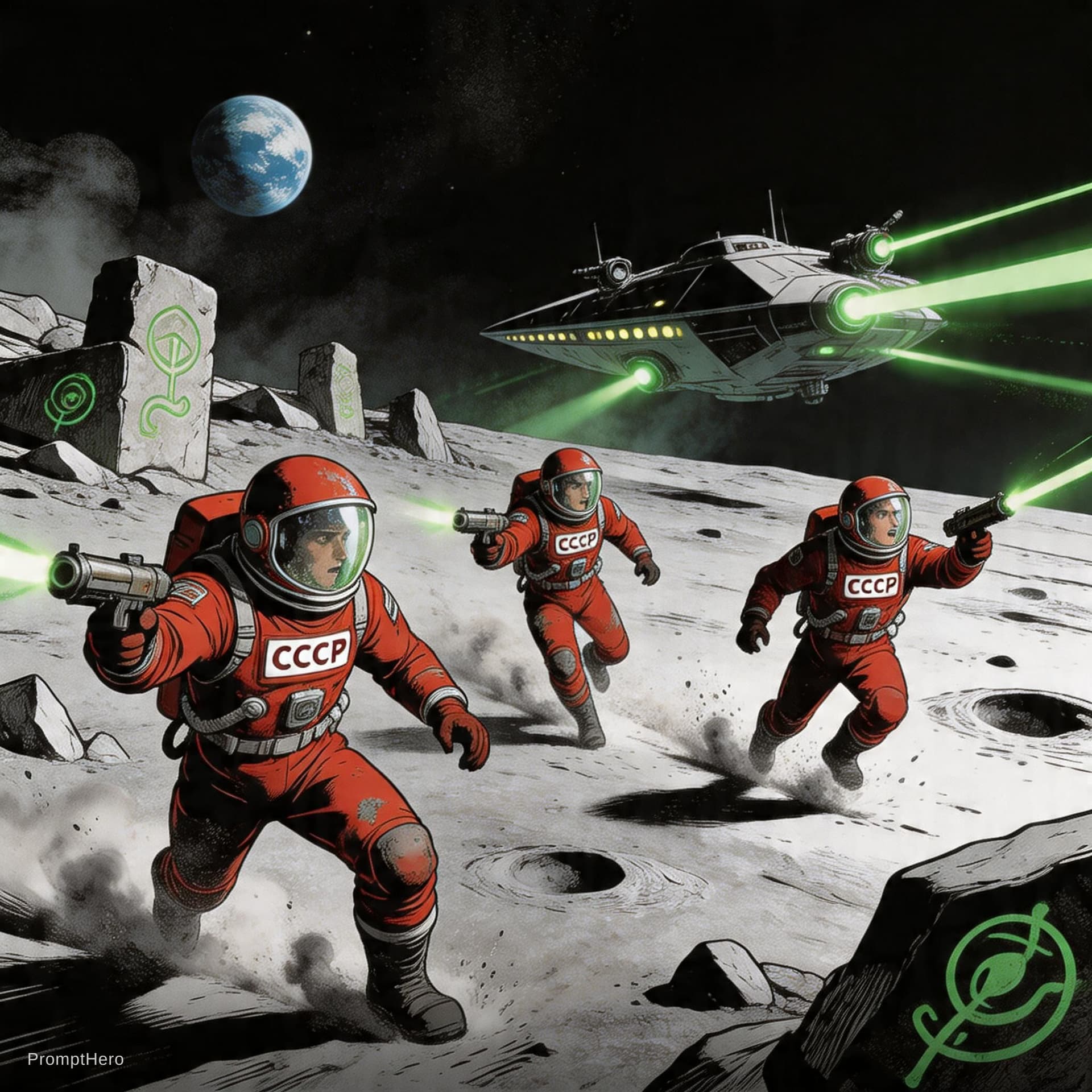 AI generated: A dark, gritty comic-style illustration, rich with hand-drawn textures, heavy inking, and a worn, we...