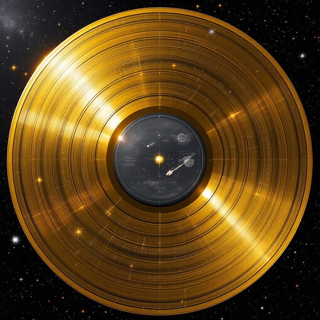 AI generated: the golden record from voyager in the tapestry of interstellar space, realistic, detailed, ubsurdres