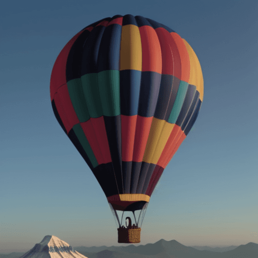 AI generated: hot air balloon over a floating mountain
