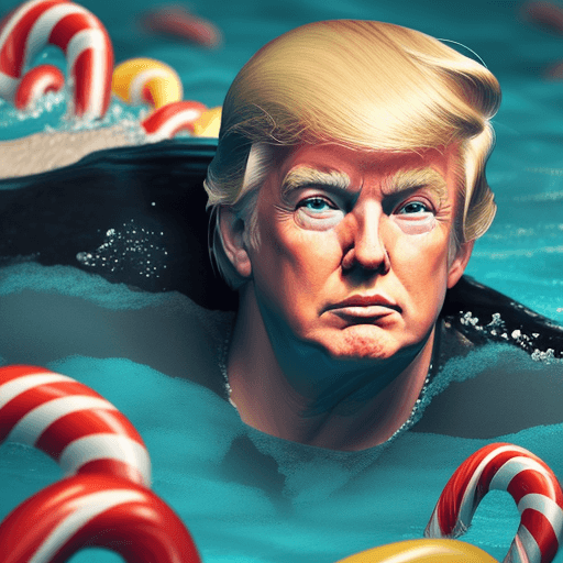 AI generated: 
Donald trump
 swimming in candy river, realism, 4k