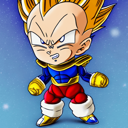 AI generated: VEGETA, christmas dress, chibi style
