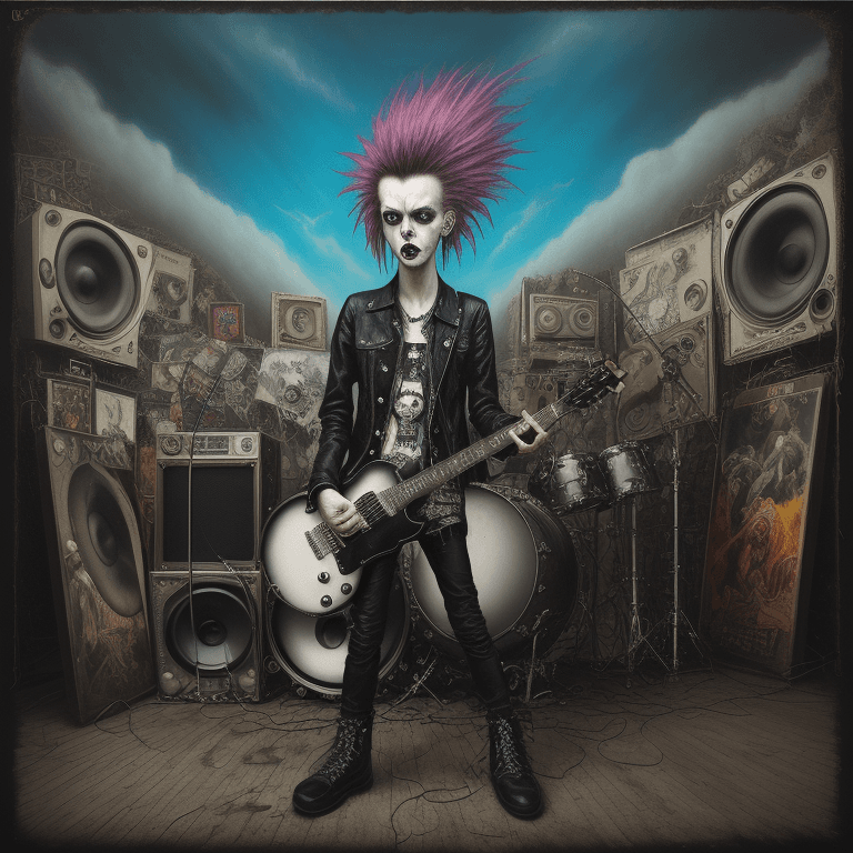 AI generated: music Album cover picture, surreal art, oil picture,  punk rock