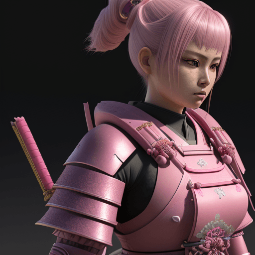 AI generated: 3d render, a women wearing pink samurai armours, close-up shot --ar 9:16 --ar style raw