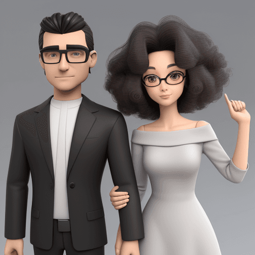 AI generated: Cartoon 3D Style, Illustration of a beautiful couple standing, hand in hand, Highlighting a man and ...