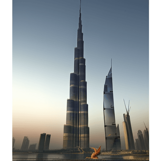 AI generated: draw me a Asia dragon which is bigger than the Burj Khalifa building